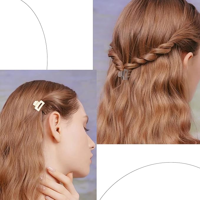 Small Claw Hair Clips for Women Girls - Mini Hair Clips Rectangle Tiny Claw Clips for Thin Hair Strong Hold Cute Jaw Clip Nonslip Hair Styling Accessories with Box
