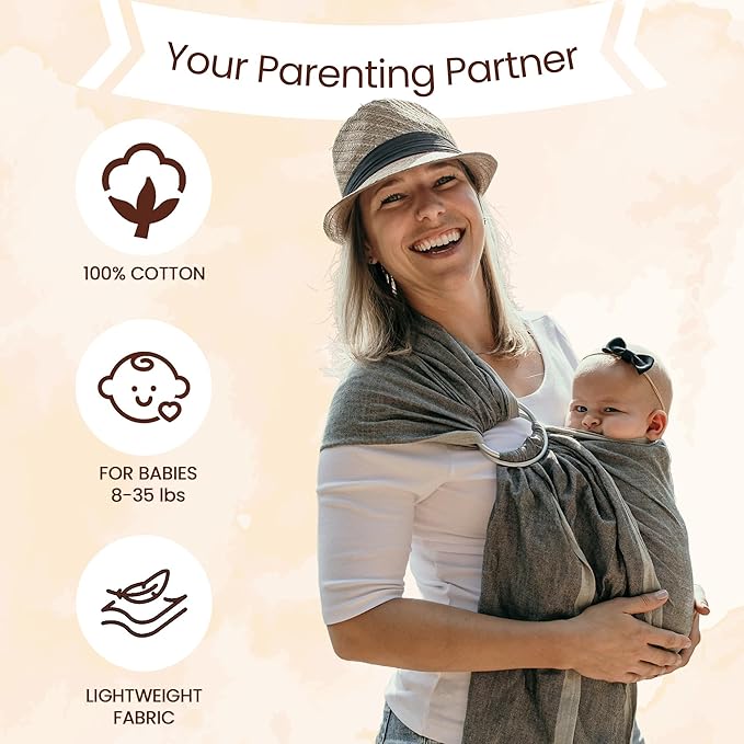 Hip Baby Wrap - Baby Carrier for Infants & Toddlers - Cotton Sling for Nursing, Baby Shower Gifts - Comfortable for Babies 8-35 lbs - Valentine Gifts for Her for Valentines Day - Midnight