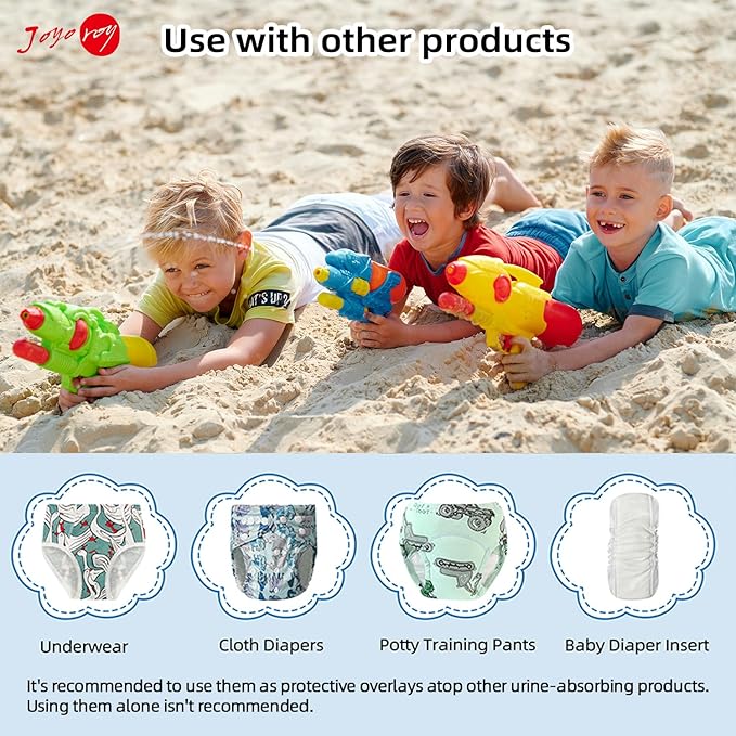 Joyo roy 4Pcs Plastic Underwear for Potty Training Rubber Training Pants for Toddlers 2T Cloth Diaper Cover Rubber Pants for Toddlers Waterproof Boys Swim Diaper Covers for Toddler Plastic Underwear