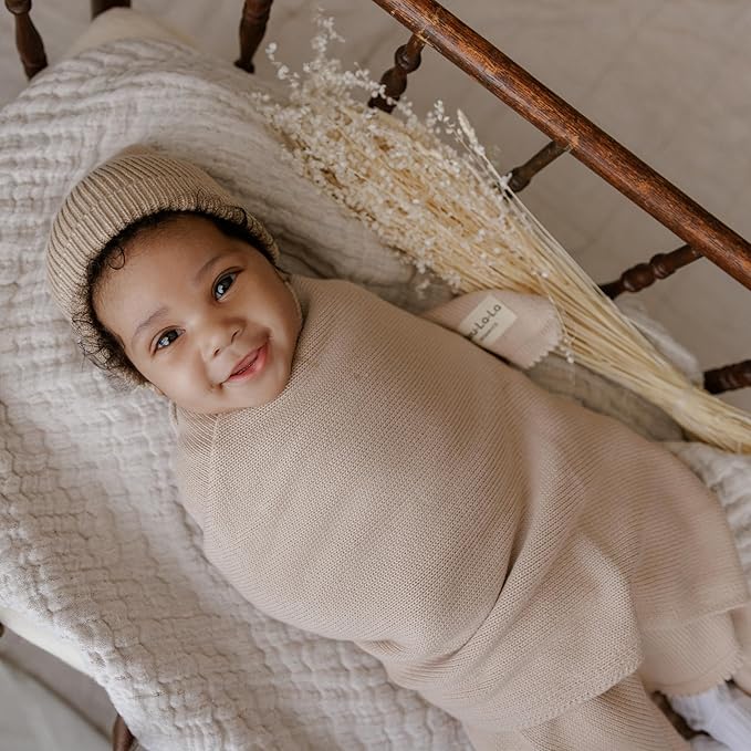 Baby Gift Set - Organic Cotton Newborn Blanket Essentials, Thoughtful Baby Shower & New Baby Gift for Boys & Girls (Luxe - Oatmeal)