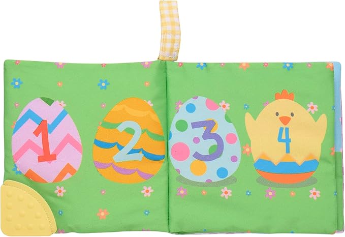 Magic Years 5 inch Soft, Crinkle Activity Book with Teether and Travel Strap for Baby, Happy Spring, Multicolored