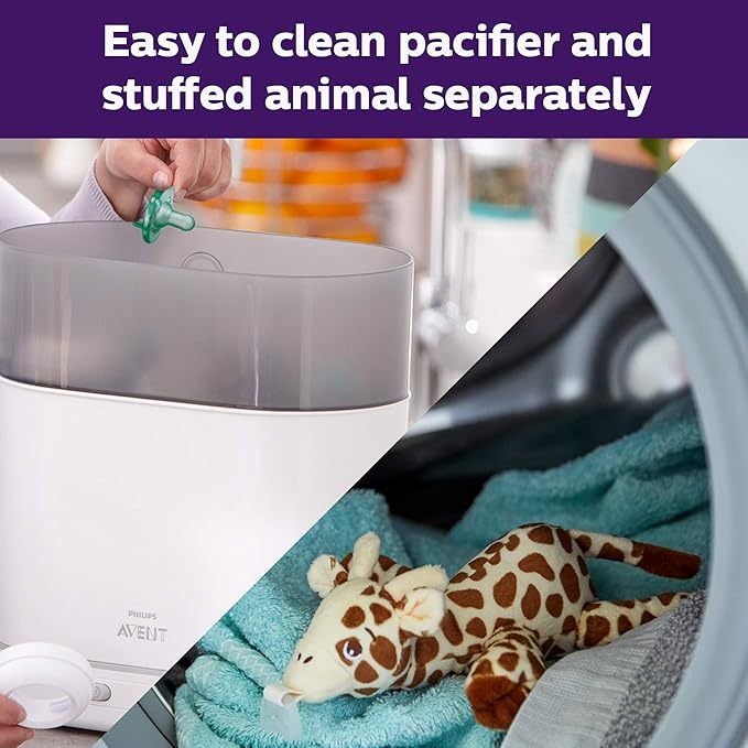 Philips AVENT Soothie Snuggle Pacifier Holder with Detachable Pacifier,0m+,Giraffe,SCF347/01,(Pack of 3)