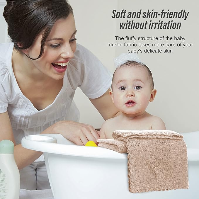 Sunny zzzZZ Ultra Soft 24 Pack Baby Washcloths - 10x10 Inches - Coral Fleece Extra Absorbent Wash Clothes for Babies, Infants and Toddlers - Sensitive Skin and Newborn - Ideal Baby - Brown