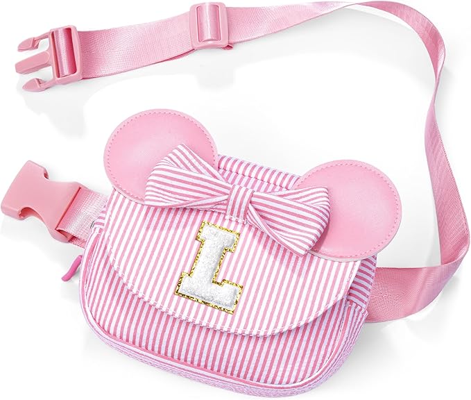 Birthday Gifts for 3 4 5 6 7 8 9 10 11 12 13 Year Old Girls Daughter Initial Crossbody Bag Letter Belt Bag Pink Fanny Pack Sling Bags Purse for Girl Kids Pink L