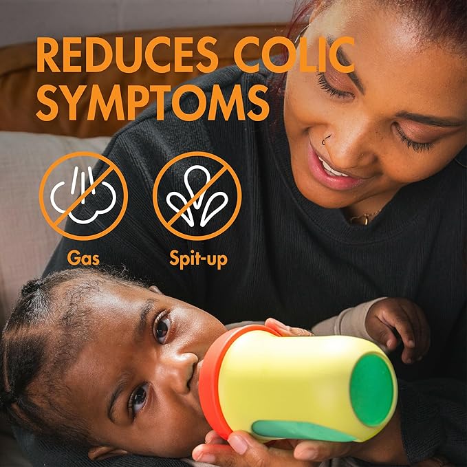 Boon Nursh Bottles - Silicone Baby Bottles Help Ease Colic Symptoms - Formula and Breast Milk Only Touch Food-Grade Silicone - Medium Flow - 8 Oz - Color Block