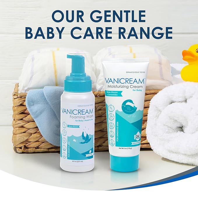 Vanicream Foaming Wash for Baby, 8 Oz, Gentle Cleanse and Moisture, Tear-Free Baby Shampoo and Body Wash with Beta-Glucan, Formulated without Common Irritants for Sensitive Skin, All Ages