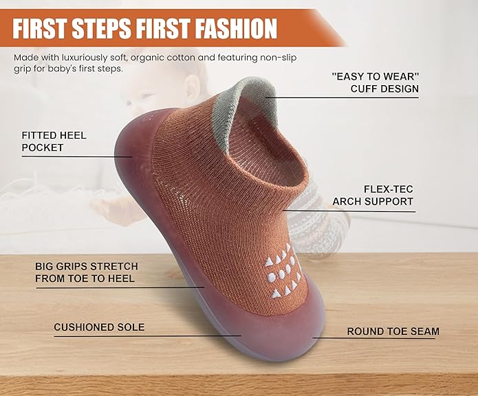 Baby Sock Shoes Boys Girls First Walking Shoes Non-Slip Slippers Soft Sole Sneakers Toddler Infant Babygirl