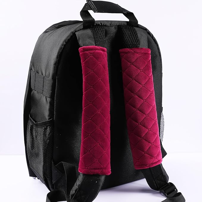 Amooca Soft Auto Seat Belt Cover Seatbelt Shoulder Pad Cushions 2 PCS for a More Comfortable Driving Universal Fit for All Cars and Backpack Wine Red
