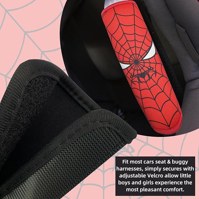 Seat Belt Cover for Kids, Seat Belt Pad for Boys Girls, Car Seat Straps Shoulder Pads for Kids, Kid's Seat Belt Cushion, Shoulder Strap Pad, 1 Piece （Spider Hero）