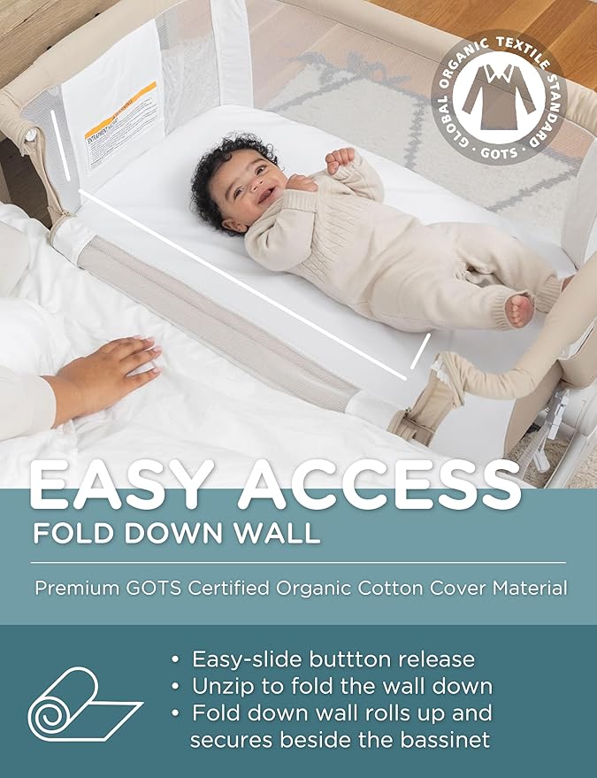 Baby Delight Beside Me Dreamer Bassinet | Bedside Sleeper & Baby Bassinet | 6-Position Height Adjustment | Organic Oat