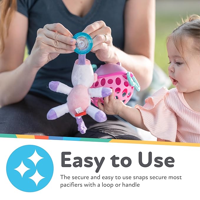 Nuby Calming Natural Flex Snuggleez Pacifier with Plush Combo Set for Cuddling with Comfort, Flamingo