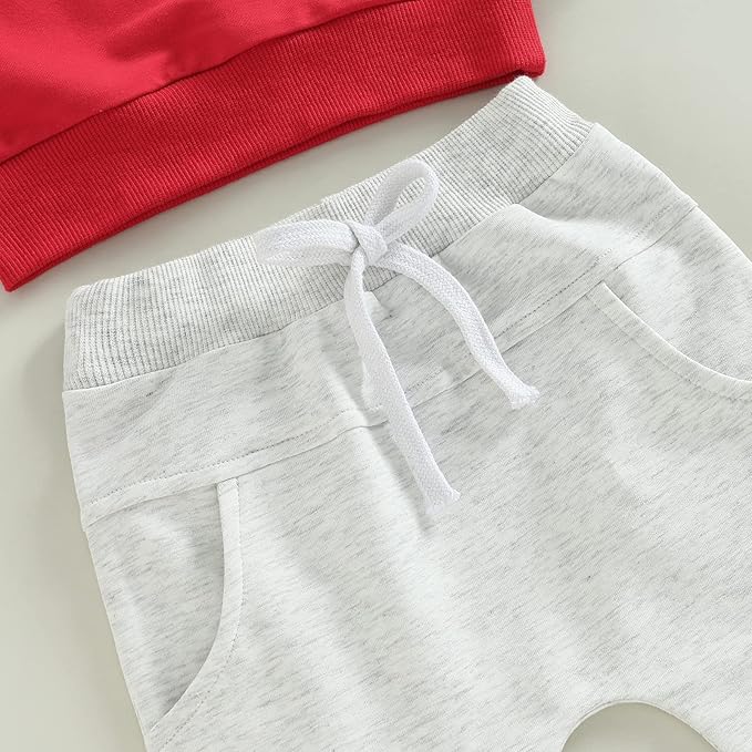 Toddler Baby Boy Clothes Solid Color Long Sleeve Crewneck Sweatshirt Top Casual Pants Set 2Pcs Fall Winter Outfits