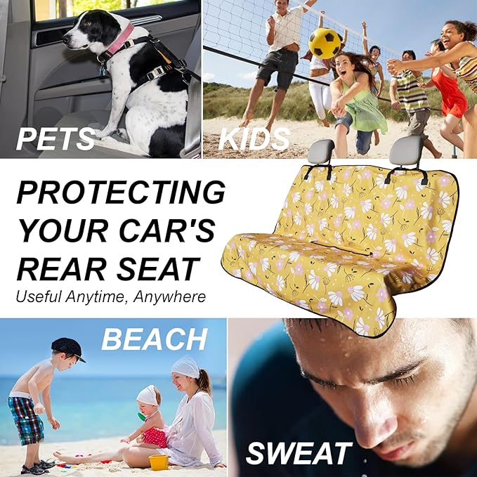 Back Seat Cover Protector for Dogs and Kids, Universal Waterproof Towel Rear Bench Seat Cover for Car, Truck, Van & SUV, Machine-Washable Backseat Car Covers (1pcs Rear Seat)