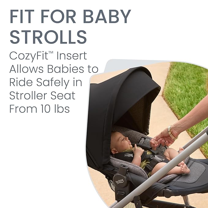 Britax Grove™ Modular Stroller, Lightweight Stroller with CozyFit™ Insert and Bumper Bar, 6 Ways to Ride, SafeWash, Pindot Onyx