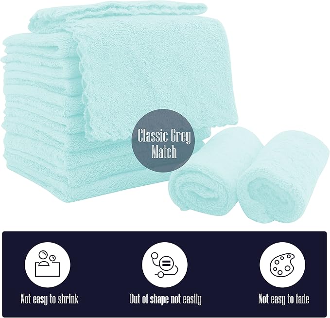 16 Pack Baby Washcloths - Luxury Coral Fleece - Extra Absorbent and Soft Wash Clothes for Newborns, Infants and Toddlers - Suitable for Sensitive Skin and New Born-Baby Shower-Frozen Blue,10x10 Inch
