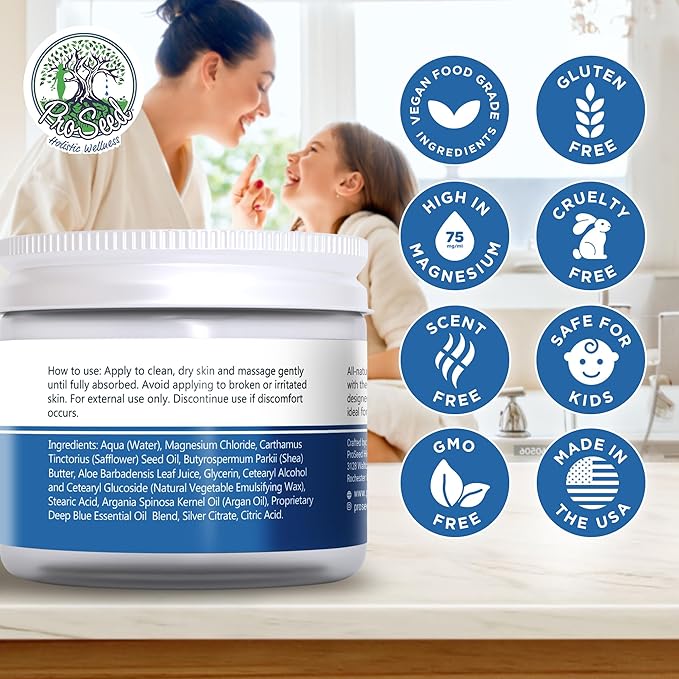 Herbal Magnesium Lotion for Kids - Magnesium Body Rub for Bedtime & Sleep - Food-Grade Ingredients Toddlers & Adults - After Workout - Moisturizes & Hydrates Legs, Feet & Body - Relieve Tansion - 2oz