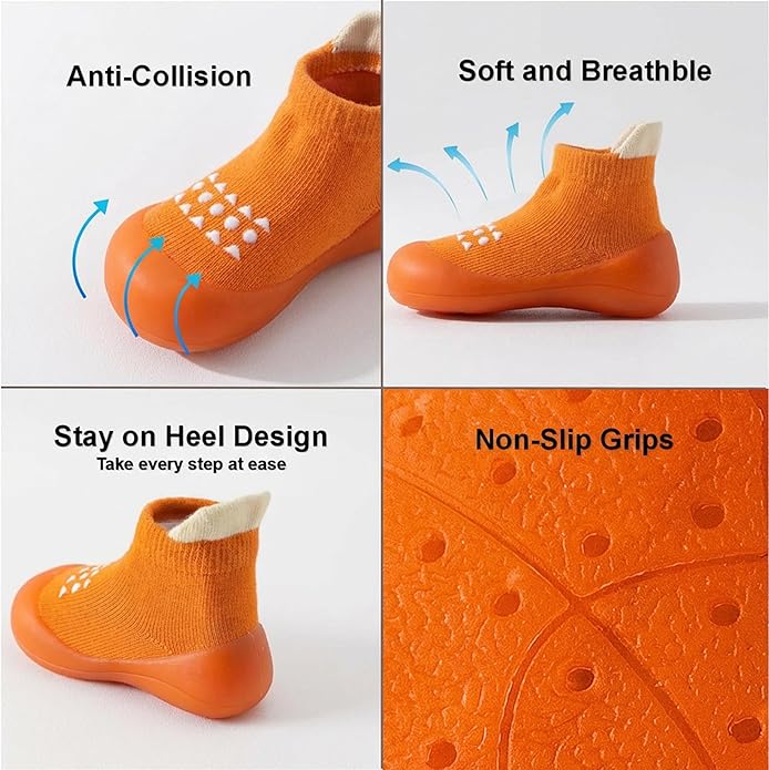 Hstyle Baby Sock Shoes Toddler Walking Shoes Infant Non-Slip Slippers Soft Rubber Sole Sneakers for Baby Boys Girls