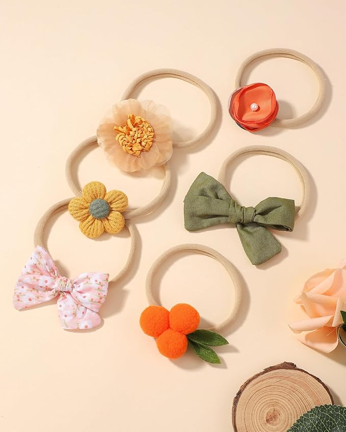 doboi 18PCS Baby Girl Headbands with Bows Baby Flower Hair Bows Nylon Hairbands Handmade Hair Accessories for Newborn Infant Toddlers Little Girls and Kids