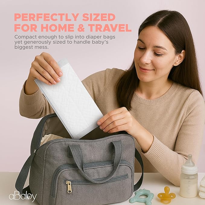 Disposable Changing Pads for Baby (50 Pack) Super Soft and Ultra Absorbent Baby Changing Pad - Leak Proof Diaper Changing Pads for Stress-Free Baby Diaper Changes - White