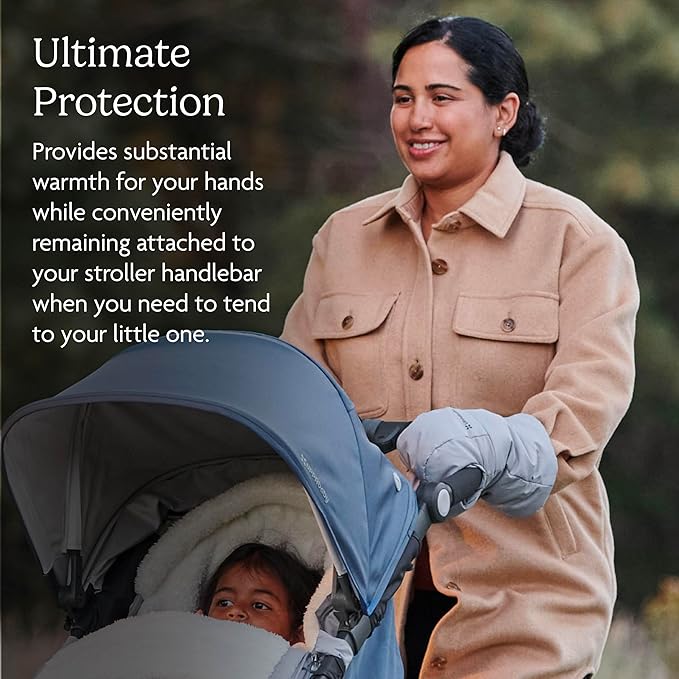 UPPAbaby CozyHandmuff - Easily Attaches to Stroller Handlebars - Ultra-Plush, Weather-Proof Hand Protection - Savannah (Pearl Grey Mélange)