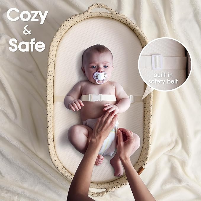 Baby Changing Basket Includes Diaper Caddy - Soft & Waterproof Dual-Cover, Portable, Changing Pad for Dresser & Changing Table, Gift for Baby Shower, Organic Cotton Rope