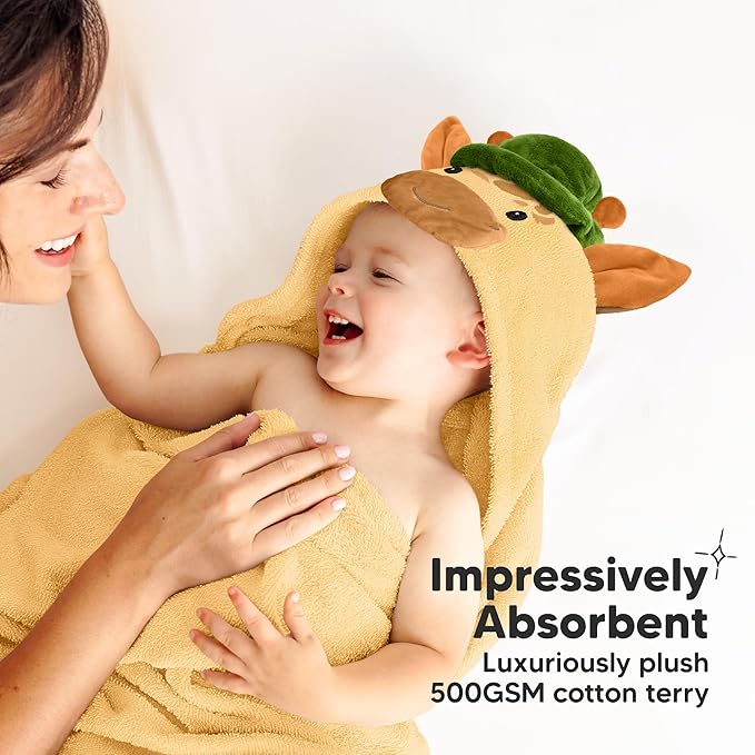 KeaBabies Organic Baby Towel with Hood for Girls, Boys - Soft, Absorbent, 100% Cotton Hooded Baby Towels for Newborns, Infants, Large Hooded Bath Towels for Babies, Kids, Toddler 1-3 (Gigi)
