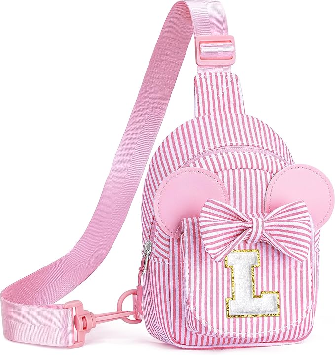 Birthday Gifts for 2 3 4 5 6 7 Year Old Girls - Small Crossbody Bags for Kids Little Girls 2-7, Initial Small Sling Bag Purse for Little Girl Kids Birthday Gift (Pink L)