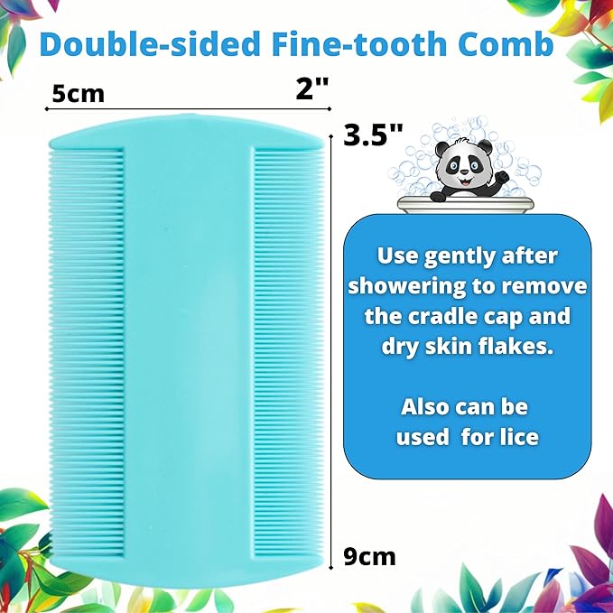 Cradle Cap Brush for Babies - Cradle Cap Treatment | Baby Sponge for Bathing | Baby Brush and Comb Set Newborn | Baby Comb & Scalp Scrubber (Set of 6)