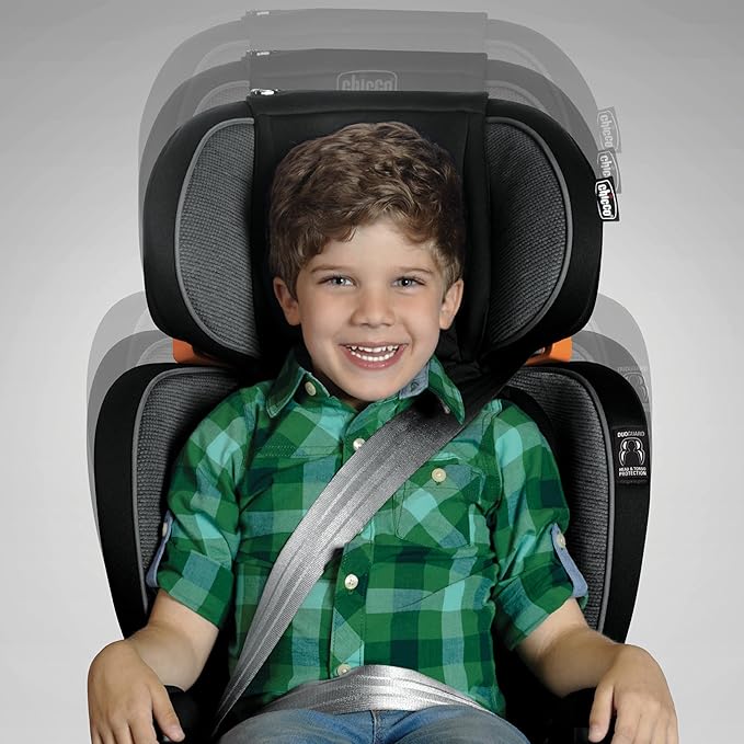 Chicco KidFit Zip Air Plus 2-in-1 Belt Positioning Booster Car Seat, Backless and High Back Booster Seat, for Children Aged 4 Years and Up and 40-100 lbs | Q Collection/Black/Grey