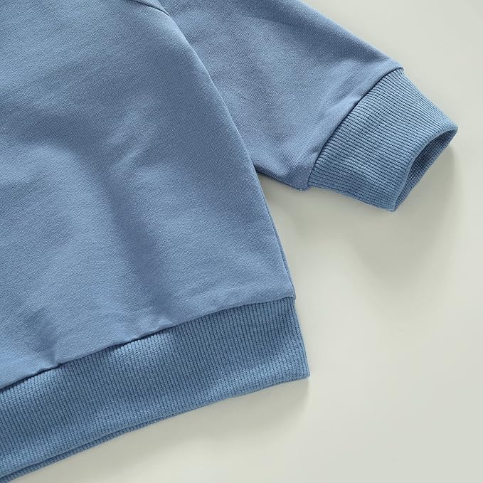 Toddler Baby Boy Clothes Solid Color Long Sleeve Crewneck Sweatshirt Top Casual Pants Set 2Pcs Fall Winter Outfits