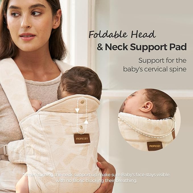 Momcozy Newborn Carrier WeeSnug- Lightweight and Cozy Comfort for 7-25 lbs, Ergonomic Cross-Back Support, Jacquard Weave, Hands-Free Baby Carrier with Lumbar Support, Geometry