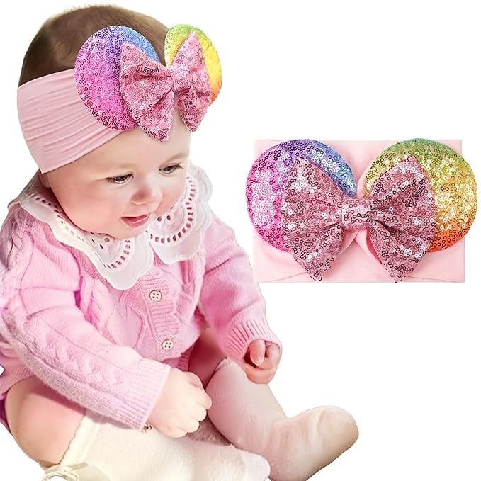 1PC Mouse Ears Headband/Headwrap - Toddler, Baby, Kids - Party supplies - Pink Sequin
