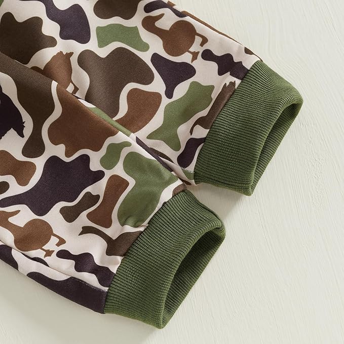 Toddler Boy Fall Winter Clothes Baby Camo Hunting Outfits Retro Pullover Sweatshirts + Camouflage Pants Set