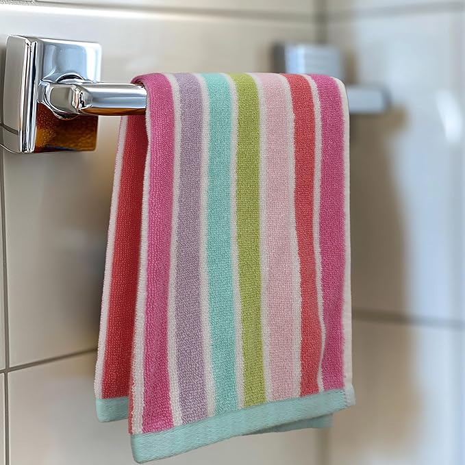 ORIGINAL KIDS Hand Towels - Set of 6 Yarn Dyed Terry 100% Cotton Hand Towels - Super Soft Quick Dry Easy Care Absorbent Towels for Bathroom Kitchen Toddlers Children - 16 x 27 - Pink Multi