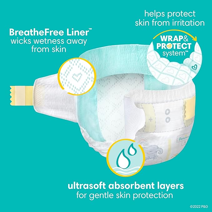 Pampers Swaddlers Diapers, Size 3 (13-26 lbs), 78 Count, Absorbent, Keeps Baby Dry and Comfortable, Skin Safe Disposable Baby Diaper