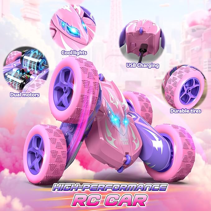Remote Control Car,RC Cars for 4 5 6 7 8 9 10 11 12 Year Old Boy Double Sided 360°Flip 4WD Rechargeable Drift RC Race Car Boys Toys Birthday Gifts Christmas Basket Stuffers for Kids Age 4-12