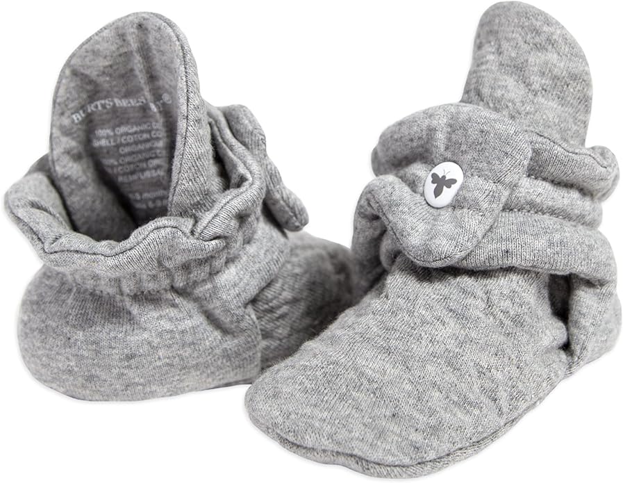 Burt's Bees Baby Unisex Booties Organic Cotton Newborn Essentials Shoes for Infants