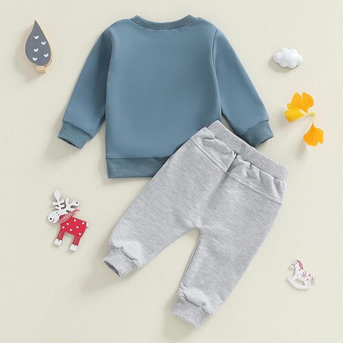 Baby Boy Fall Clothes Set Long Sleeve Truck Tractor Print Sweatshirt Pants Toddler Infant Outfits 6 12 18 24 Months 2T