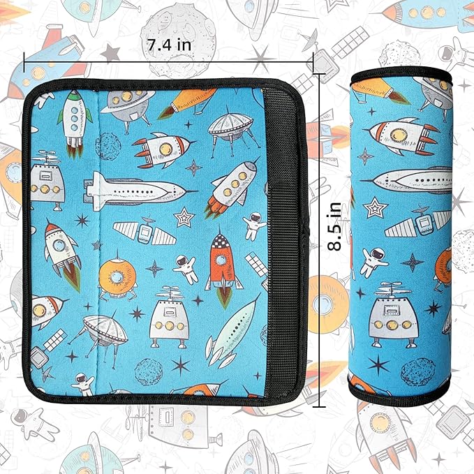 Seat Belt Cover for Kids, Seat Belt Pad for Boys Girls, Car Seat Straps Shoulder Pads for Kids, Kid's Seat Belt Cushion, Shoulder Strap Pad, 1 Piece （Spaceman）