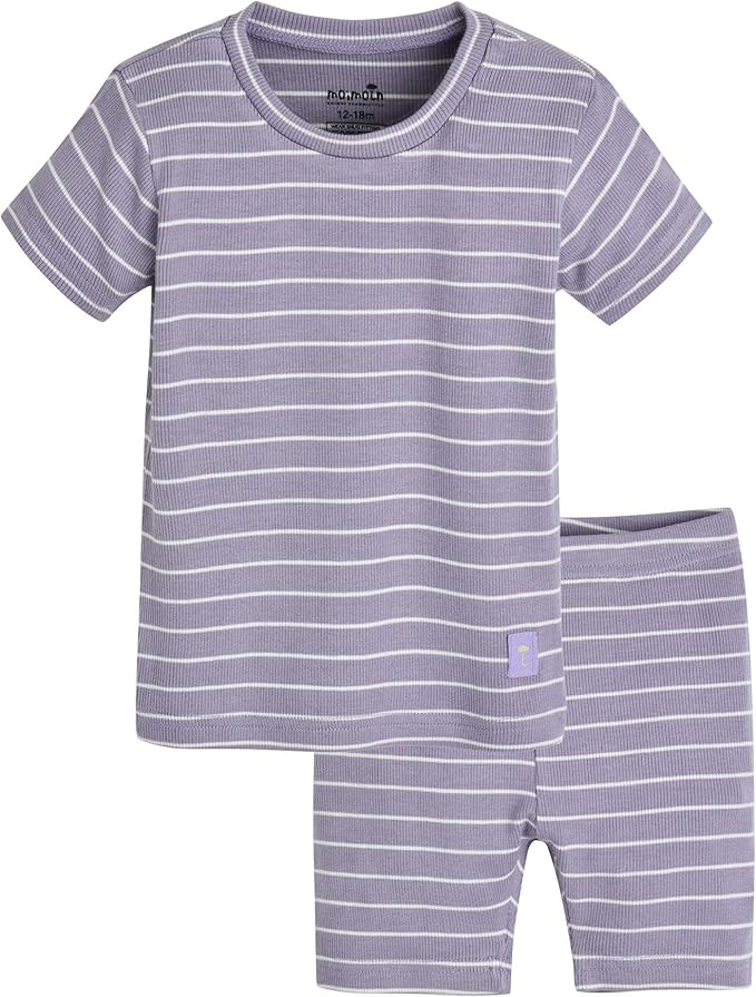 moimoln Stripe Pajamas Set 12M-8Y Ribbed Unisex Baby & Toddler, Soft Viscose, Snug-Fit, Everyday Sleepwear