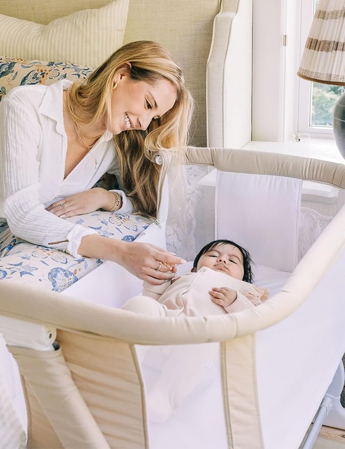 Baby Delight Beside Me Dreamer Bassinet | Bedside Sleeper & Baby Bassinet | 6-Position Height Adjustment | Organic Oat