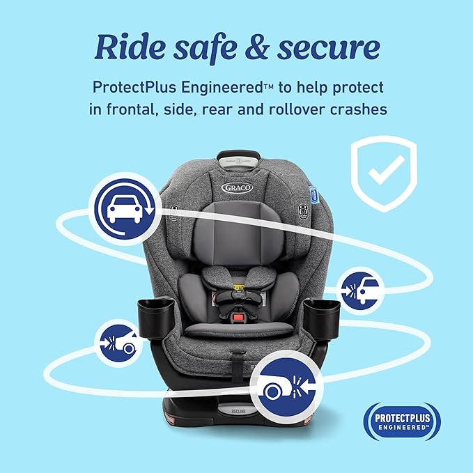 Graco Extend2Fit 3-in-1 Convertible Baby Car Seat, Rear and Forward Facing, Adjustable Extension Panel for Extra Legroom, Ashten
