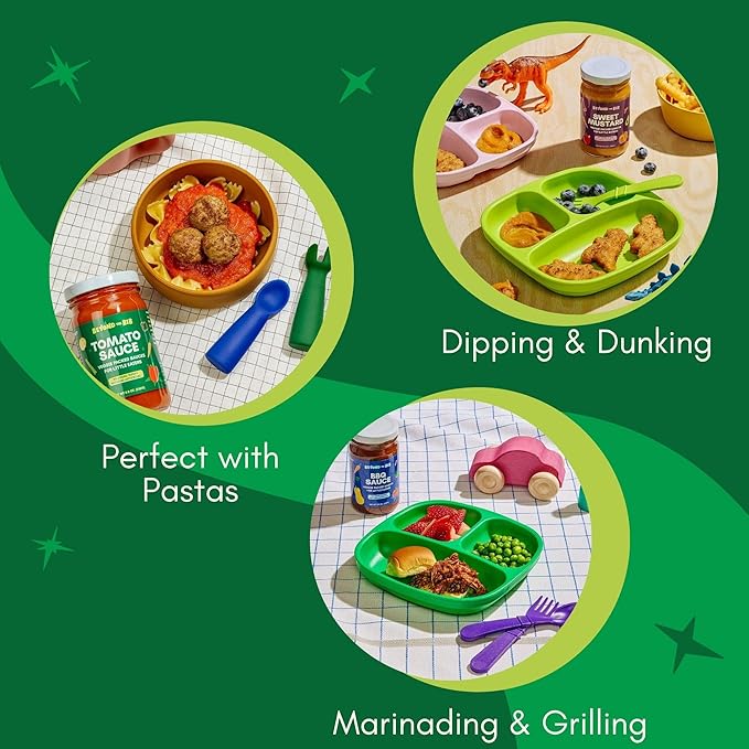 Beyond the Bib All Natural Toddler Sauces for Picky Eaters - Hidden Vegetables, No Added Sugar, Quick & Healthy Mealtime Solution - For 24+ Months (Tomato, BBQ, Sweet Mustard)