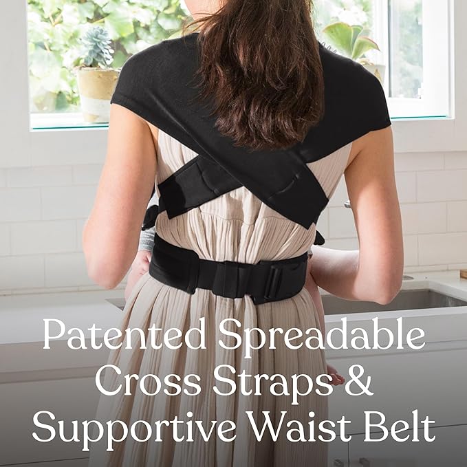 Ergobaby Embrace Baby Carrier Newborn to Toddler - Lightweight Ergonomic Baby Carriers - Cozy Essentials (7-25 Pounds), Ponte Knit, Pure Black