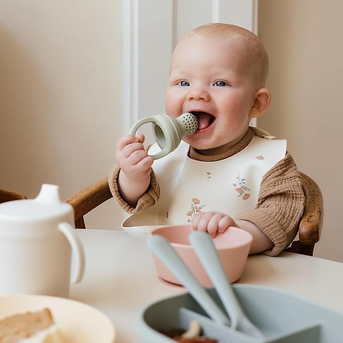 mushie Silicone Baby Fresh Fruit & Food Feeder Pacifier | 6 Months+ (Soft Lilac)