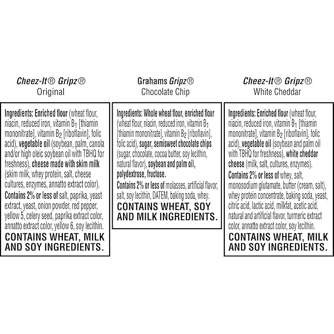 Gripz Mini Baked Snack Crackers, Sweet and Salty Snacks, Variety Pack, 11oz Box (12 Pouches)