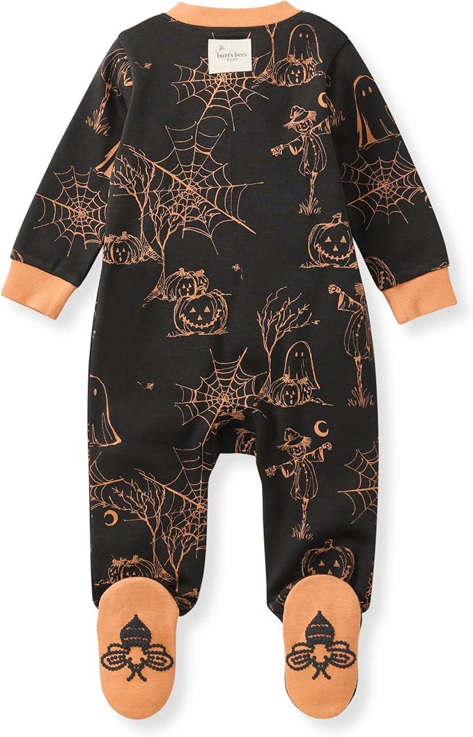 Burt's Bees Baby Boys Sleep and Play PJs, 100% Organic Cotton One-Piece Zip Front Romper Jumpsuit Pajamas