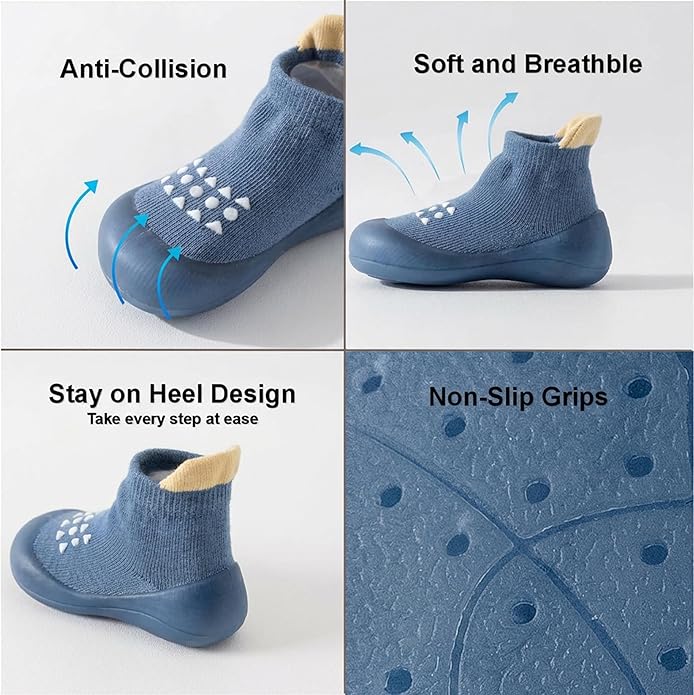 Hstyle Baby Sock Shoes Toddler Walking Shoes Infant Non-Slip Slippers Soft Rubber Sole Sneakers for Baby Boys Girls