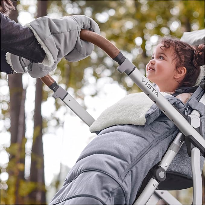 UPPAbaby CozyHandmuff - Easily Attaches to Stroller Handlebars - Ultra-Plush, Weather-Proof Hand Protection - Gregory (Blue Mélange)