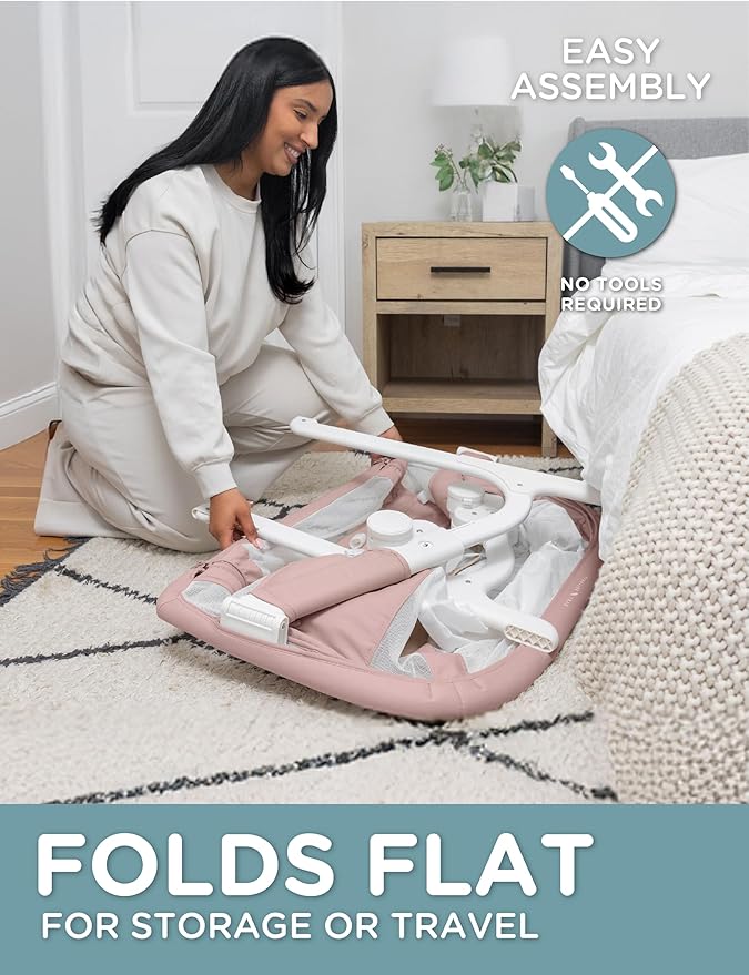Baby Delight Beside Me Dreamer Bassinet | Bedside Sleeper & Baby Bassinet | 6-Position Height Adjustment | 100% GOTS Certified Organic Cotton Fabric | Organic Rose